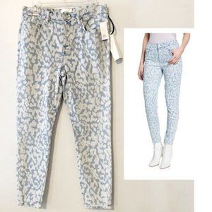 Current/Elliott Leopard Print High Waist Stiletto Jeans 29 Mid Rise Inseam 27